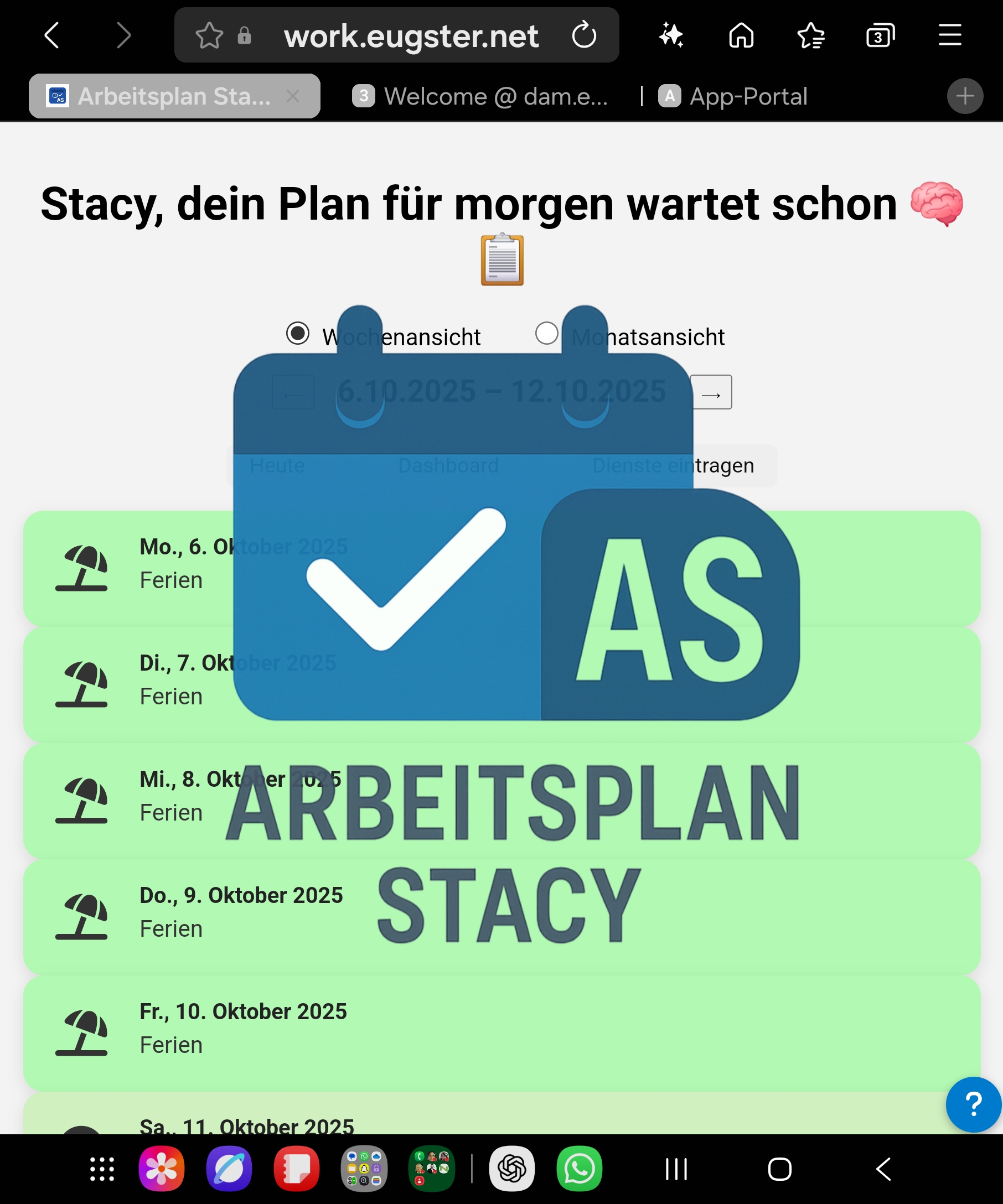Stacy's Arbeitsplan